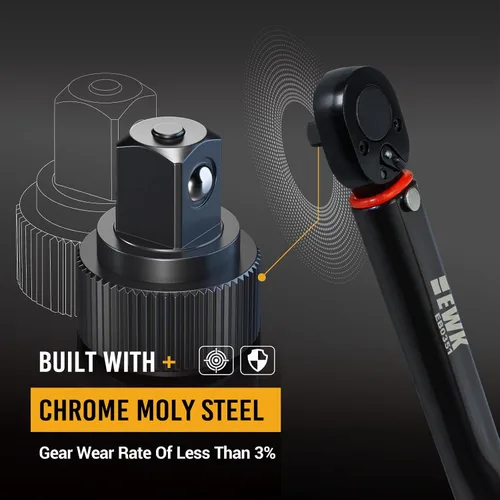 Miniatura 6 de EWK Llave dinamométrica de clic de 1/4 de pulgada 10-150 in lb 1.13-16.95 Nm, cabezal reversible de doble escala para piezas de carbono