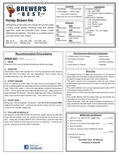 Miniatura 2 de Brewer's Best Kit de ingredientes de cerveza Honey Brown Ale