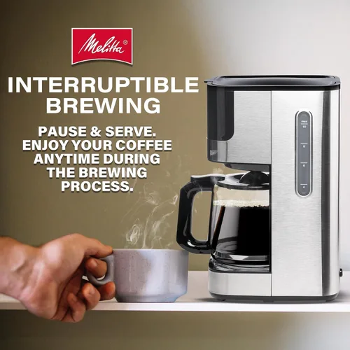 Miniatura 3 de Melitta Aroma Tocco - Cafetera de goteo de vidrio de 10 tazas, automática y programable, capacidad de 96 onzas con 5 filtros de café, color negro