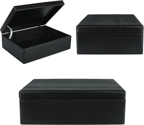 Miniatura 5 de Creative Deco Caja de Almacenamiento de Madera Negra XL con Tapa con Bisagras 15.8 x 11.8 x 5.5 pulgadas (+-0.5) Caja de Regalo Almacenamiento