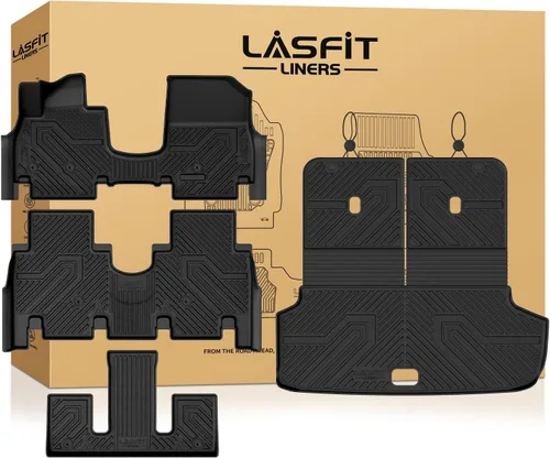 Miniatura 11 de LASFIT Tapete de carga y respaldo para Nissan Armada/Infiniti QX80 2019-2024, TPE para todo tipo de clima, ajuste personalizado, fácil de limpiar