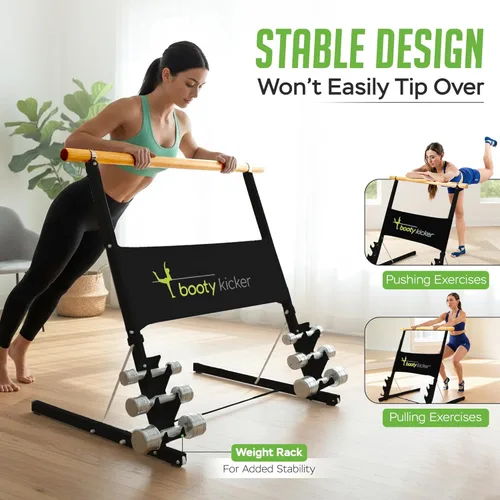 Miniatura 3 de Portable Folding Exercise Bar for Barre, Balance and Ballet Home Workouts, Strong Freestanding Stable Design