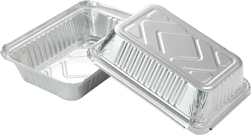 Miniatura 4 de Waytiffer Paquete de 25 sartenes desechables de papel de aluminio con tapas, latas de pan resistentes de 2.25 libras, capacidad de 8.5 x 6.3