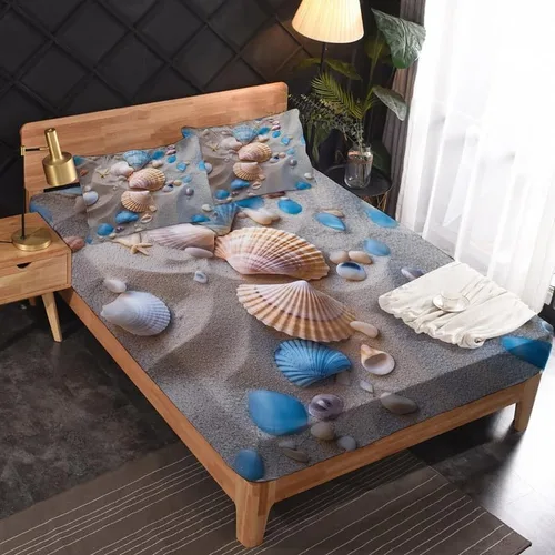 Miniatura 2 de Juego de sábanas con temática de playa tamaño individual, sábanas costeras, microfibra suave, bolsillo profundo, sábanas y fundas de almohada