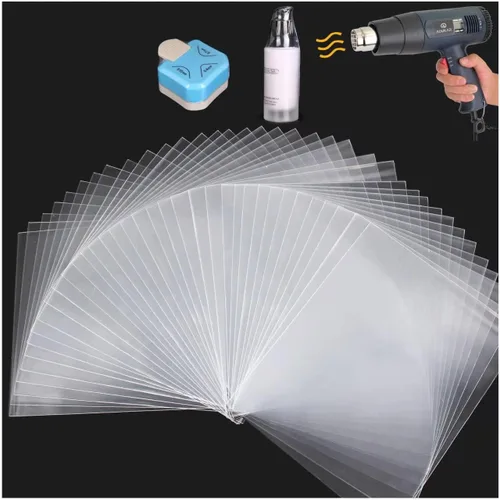 Miniatura 11 de AOUKAR Bolsas retráctiles, 200 unidades de 8 x 12 pulgadas de PVC transparente para zapatos, bombas de baño, película DVD/CD, regalo, velas, tarros