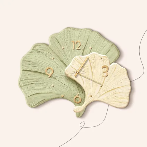 Miniatura 3 de Decorative Wall Clocks for Living Room, Large Wall Clock, 3D Wall Art Kitchen Clock, Ginkgo Leaf Sculpture for Bedroom Office(Green,Large)