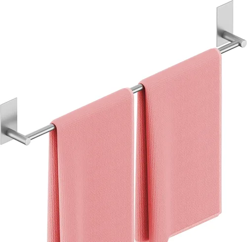 KES Toallero de baño autoadhesivo de 24 pulgadas, no requiere taladro, para colgar toallas de baño, soporte para toallas de baño, acero inoxidable