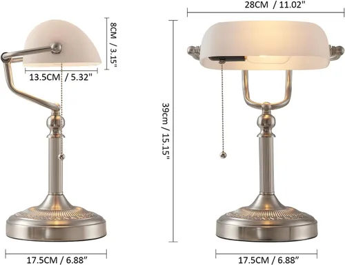 Miniatura 4 de Lámpara de escritorio Newrays de cristal blanco satinado con interruptor de cadena y enchufe en el soporte, base de níquel arena Base blanca mate