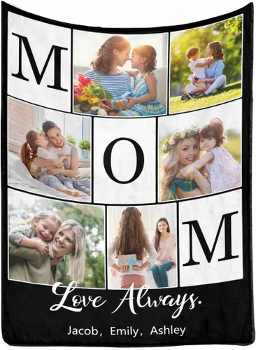 Miniatura 2 de MyPupSocks Manta personalizada para mamá, regalos personalizados para mamá, manta de cama con fotos, regalos de cumpleaños para mujeres, mamá