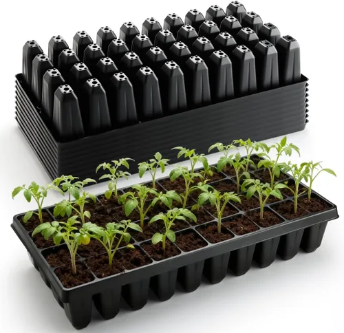 Miniatura 9 de RooTrimmer Bandejas Profundas de 72 Celdas para Plántulas, Bandeja de Conexión Gruesa y Duradera de 72 Celdas con Celdas Grandes para Semillas