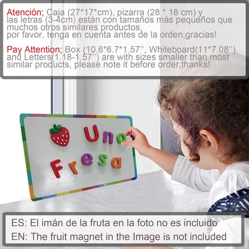 Miniatura 5 de Letras magnéticas españolas del alfabeto - Letras Españolas y Números Magnéticos para Niños, 4 colores para aula y enseñanza en casa, 4