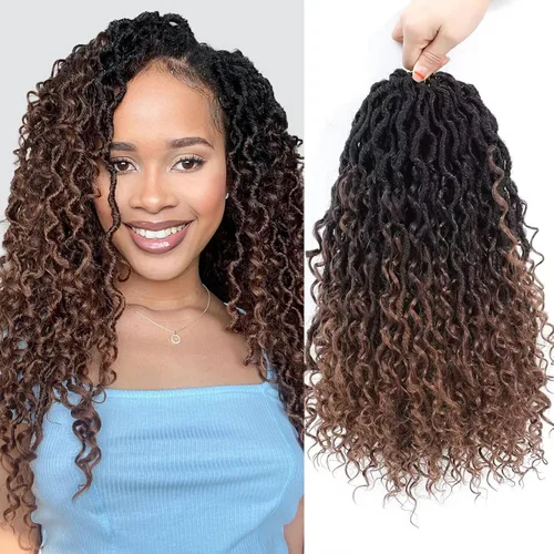 Miniatura 112 de Alicoco Goddess Locs Cabello de Ganchillo 12 Pulgadas 8 Paquetes Rastas Sintéticas de Ganchillo Para Mujeres Rastas Suaves Boho Pre-enrolladas River