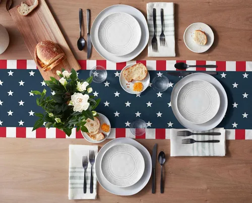 Miniatura 3 de Día de la Independencia, 4 de julio, camino de mesa de arpillera de lino para cenas, fiestas, decoración de cocina, bandera patriótica de Estados