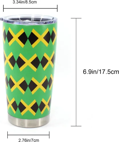 Miniatura 7 de Vaso de 20 onzas con tapa, acero inoxidable aislado al vacío de doble pared, taza de café aislada duradera, bandera de Jamaica, Reggea, Rasta