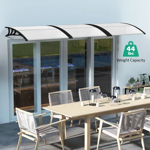 Miniatura 3 de Tangkula Toldo de ventana de 40 x 48 pulgadas, moderno toldo de policarbonato para puerta superior con hoja hueca para protección contra la lluvia