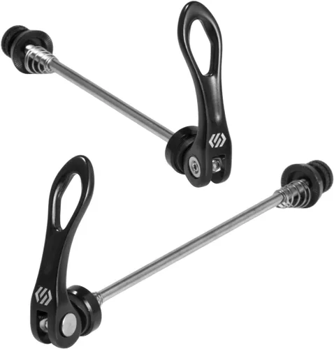 Miniatura 7 de Chooee Juego de brochetas de liberación rápida delantera y trasera para bicicleta de montaña o bicicleta de carretera (rojo/negro)