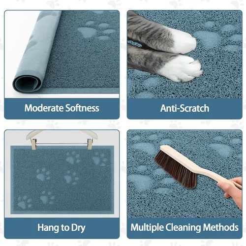 Miniatura 4 de Darkyazi Tapete para caja de arena para gatos para atrapar la arena del piso, parte trasera antideslizante, control de dispersión, fácil de limpiar