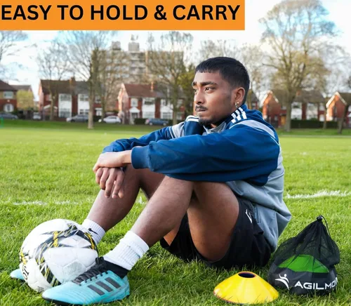 Miniatura 3 de Conos de fútbol flexibles (juego de 60/50/40/25) con bolsa de malla y correa, conos deportivos para fútbol, baloncesto, equipo de entrenamiento