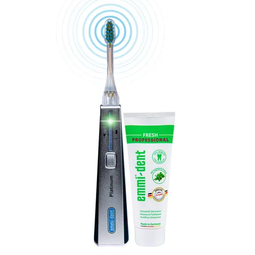 Miniatura 7 de Emmi-dent Cepillo de dientes eléctrico Oral Waver con tecnología 100% de ultrasonido, vibración suave y pasta de dientes nano-burbuja. Ideal