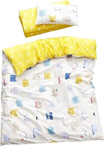 Miniatura 6 de MEJU Funda de edredón 100% algodón estrella amarillo, 43 x 59 pulgadas + funda de almohada de 13 x 19 pulgadas, juego de ropa de cama con cierre