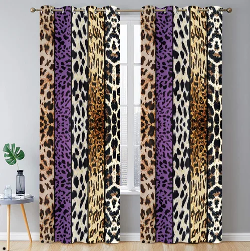 Miniatura 41 de Cortina opaca con estampado de animales salvajes, para oscurecer la habitación, con aislamiento térmico, con ojales para sala, comedor, dormitorio