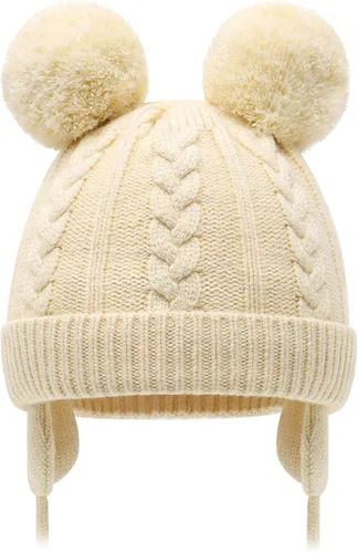 Miniatura 42 de Duoyeree Gorro de invierno para niños pequeños con solapa para las orejas, bufanda gruesa y cálida gorra de calavera para niños y niñas