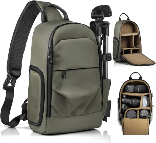 Miniatura 10 de TAAOKA Bolsa bandolera para cámara fotográfica – Bolsa cruzada impermeable para cámara con bolsillos de acceso rápido, DSLR linda bolsa para cámara