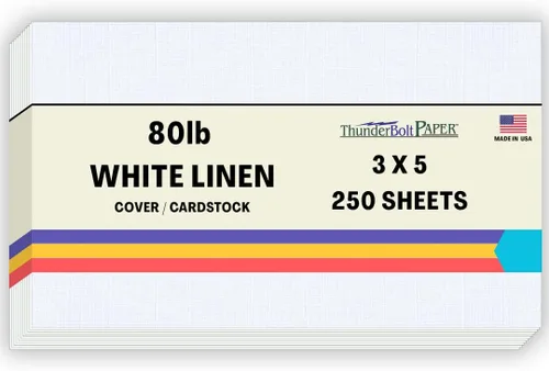 250 hojas de papel cubierta de lino blanco brillante 80# - 3 x 5 pulgadas índice|tarjeta de receta|foto|tamaño de marco - peso de tarjeta 80