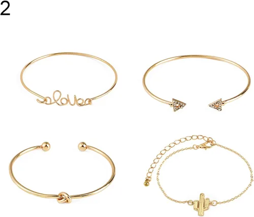 Miniatura 9 de Pulseras para niñas adolescentes 4 unidsset pulsera abierta brazalete ajustable joyería exquisita cadena de mano regalo para fiesta