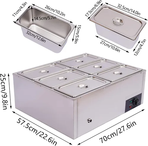 Miniatura 2 de Calentador de alimentos comercial de acero inoxidable calentador de sopa eléctrico de acero inoxidable caliente bien Bain Marie Calentador
