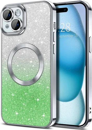 Miniatura 25 de Hython Funda para iPhone 13 Pro transparente con purpurina magnética [compatible con MagSafe] Protector completo de lente de cámara delgado