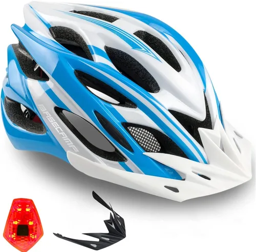 Miniatura 14 de Basecamp Casco de bicicleta para mujeres y hombres con luz LED de seguridad extraíble, visera solar, casco de bicicleta ligero, ajustable, Negro