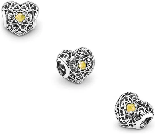 Miniatura 2 de MiniJewelry - Abalorio de plata de ley con forma de corazón para pulseras, diseño de corazón con texto en inglés