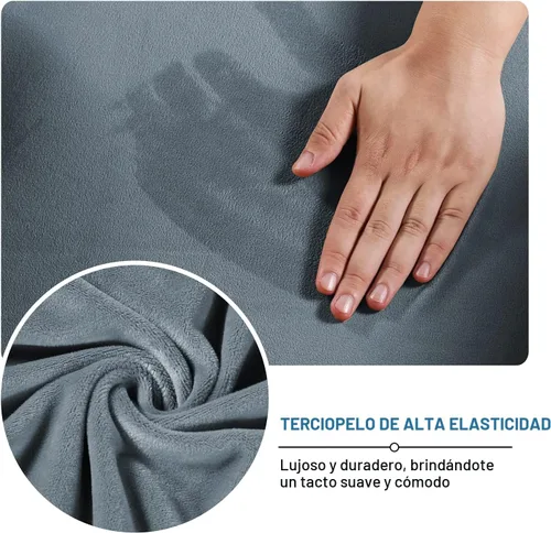 Miniatura 5 de H.VERSAILTEX - Funda muy elástica para sofá de 4 piezas, moderno protector de terciopelo suave y afelpado, ajustable, grueso, para sofá con 3 Azul