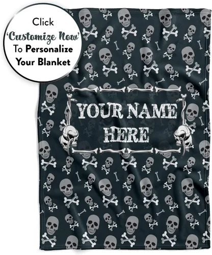 Miniatura 4 de Manta de esqueleto personalizada para niños, adolescentes o adultos, manta grande de felpa negra con tela de felpa suave, cálida, con calaveras