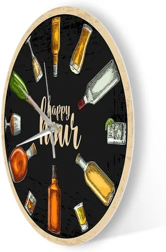 Miniatura 8 de Reloj de pared de vino de 12 pulgadas, Happy Hour Wine Time Wine Booze Beer Reloj de pared silencioso sin tictac reloj de pared para hombre, cueva