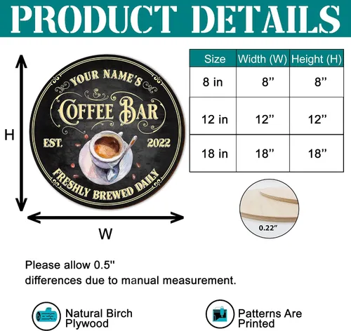 Miniatura 2 de Artsy Woodsy Letrero personalizado de madera para barra de café (no tallada o neón), placa de pared para decoración de cocina, regalos 01