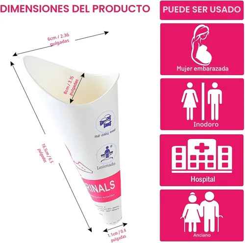 Miniatura 2 de JIURUN 30 unidades/50 unidades dispositivo desechable de orinación femenina, embudo portátil para orinar de pie desechable para mujeres, embudo