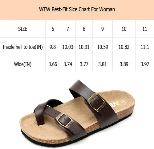 Miniatura 8 de Women's Cork Footbed Sandals - Cow Suede Slide Sandals for Women Toe Loop with Adjustable Strap Buckle Open Toe Beach Sandals