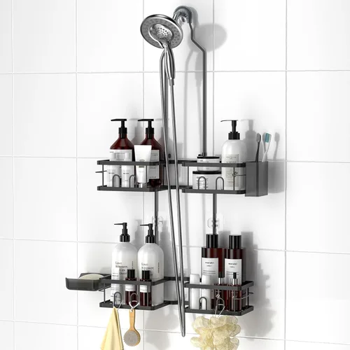 REINHARDT Organizador de Ducha Ajustable Colgante Organizador de Ducha Resistente a la Oxidación para Cabezales de Ducha Portátiles, Organizador de