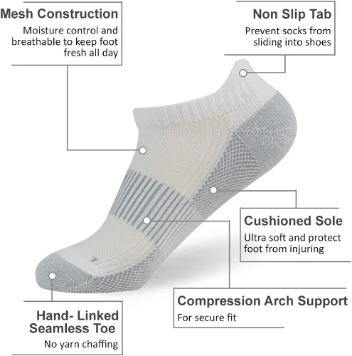 Miniatura 4 de Calcetines de cobre, calcetines unisex FOOTPLUS con suela acolchada para soporte de arco, atléticos, para correr, senderismo, Cobre