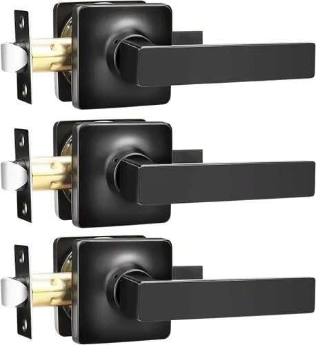 Miniatura 35 de GOBEKOR Paquete de 1 manija de paso, manijas de puerta negras para cerradura de puerta de armario, manija de puerta interior sin llave con cerradura
