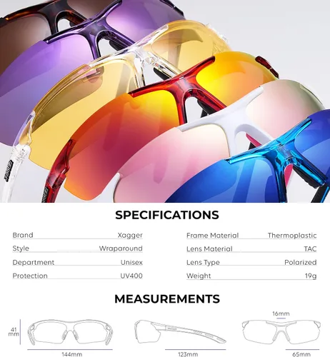 Miniatura 6 de Lentes de sol polarizados deportivos para hombres y mujeres, con diseño envolvente, UV400, para correr, béisbol, sóftbol, ciclismo, conducción