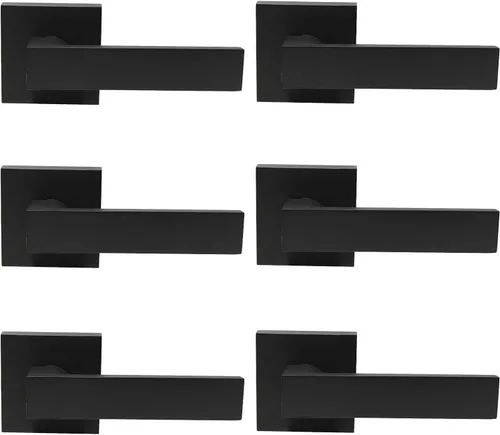 Miniatura 40 de Probrico Paquete de 4 manijas de puerta simuladas en negro mate, manijas interiores que no giran, manijas reversibles resistentes para interiores