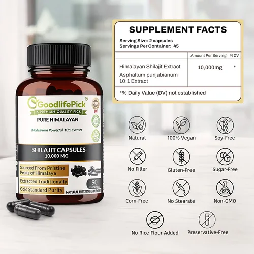 Miniatura 4 de Cápsulas puras de Shilajit del Himalaya. Shilajit natural de máxima fuerza rica en trazas minerales y ácido fúlvico. Abastecimiento de alta altitud.