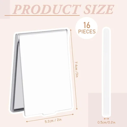 Miniatura 2 de Queekay 16 piezas de 2 x 3 x 0.2 pulgadas, pequeño espejo plegable de maquillaje a granel, portátil, plegable, rectangular, compacto, de pie, espejo