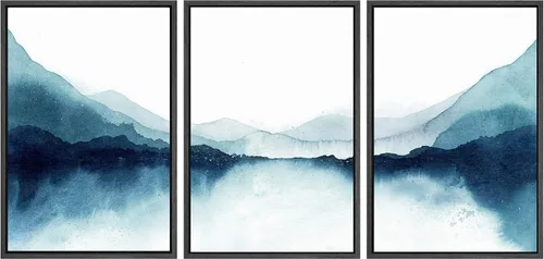 Miniatura 19 de SIGNWIN Lienzo enmarcado para pared, juego de arte sereno de pantanos con humedales verdes e ilustraciones de agua tranquila, arte moderno