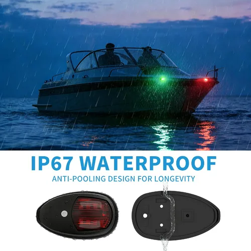 Miniatura 4 de Obcursco Luces de Navegación para Barco, LED Rojo y Verde de Montaje Vertical para Proa y Popa, Luces Marinas Impermeables IP67 para Pontones, Negro