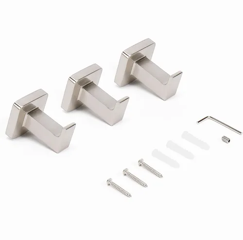 Miniatura 9 de NearMoon Ganchos cuadrados para toallas de baño -SUS304 de acero inoxidable para colgar batas, ganchos resistentes para baño, sala de estar, hotel