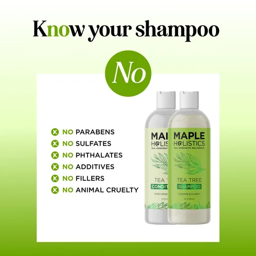 Miniatura 7 de Juego de champú y acondicionador de árbol de té, champú y acondicionador clarificante sin sulfato para el cuidado del cabello graso y el cuero